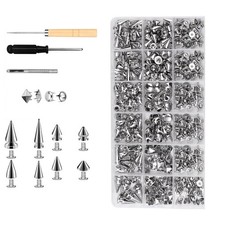 Metal Punk Spikes Set 455PCS Pyramid Dome Cone Studs for Leather Craft DIY