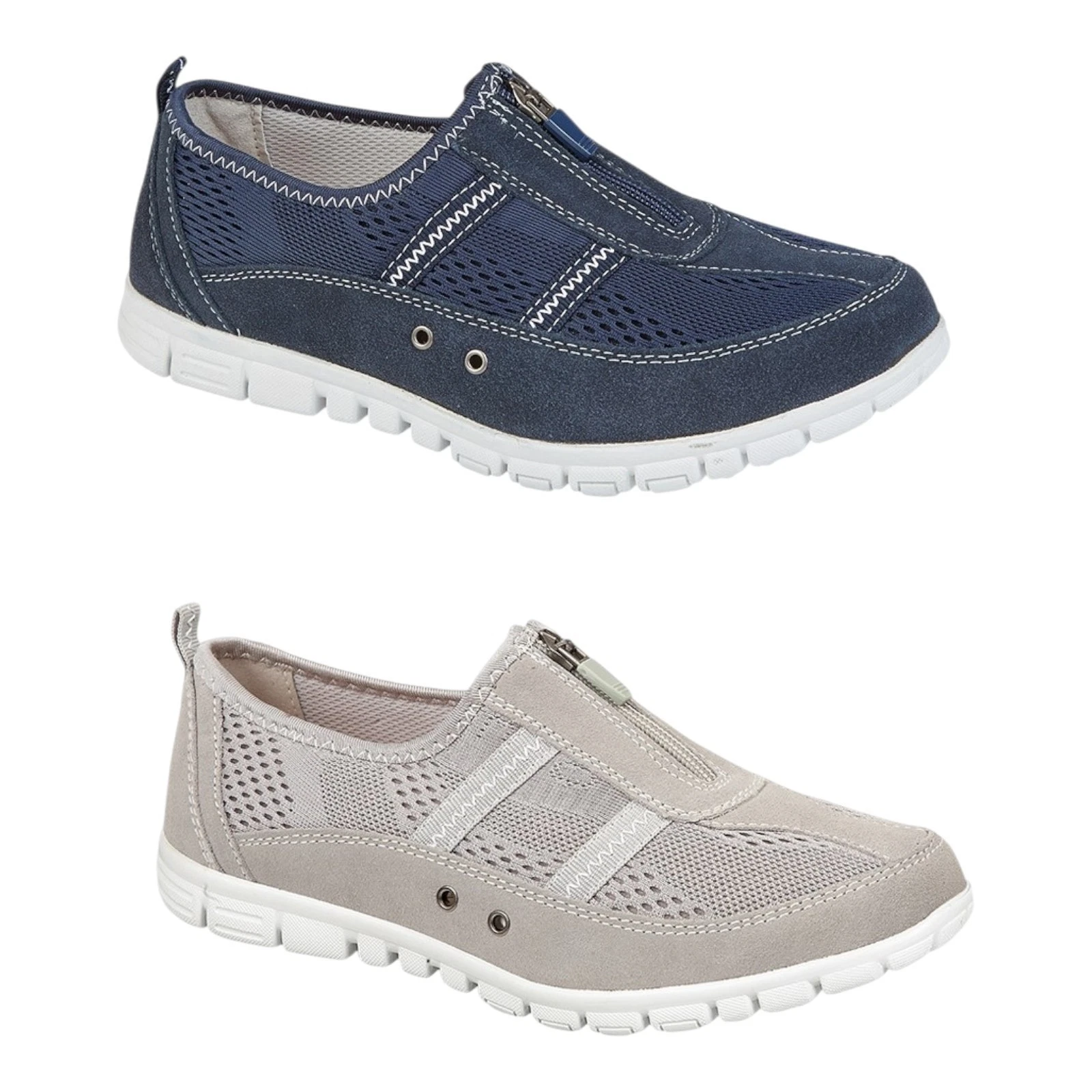 Boulevard Womens Wide Fit EEE Zip Casual Shoes Breathable Comfort Trainers 3-9