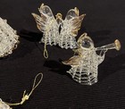 8 Vintage Spun Glass Christmas Ornaments w/ Gold Candy Cane Tree Angel Nativity — photo 2