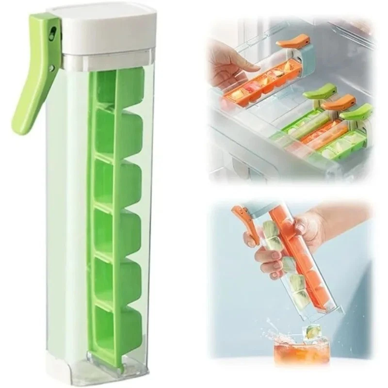 Rejilla para hacer hielo mini bandeja para refrigerador con tapa caja de hielo apilable de fácil liberación Foto 4 de 4