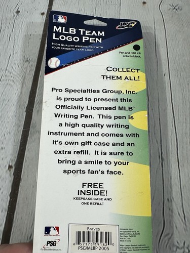 Atlanta Braves MLB Team Logo Pen With Case Black Ink Refill NOS - Picture 4 of 6
