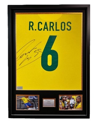 Roberto Carlos Auto Brasilien Trikot Signiert COA Weltmeister Frame