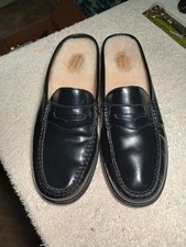 G.H. Bass Co, Weejuns Larson penny loafer mules, Blk Leather, wool lining Size 8