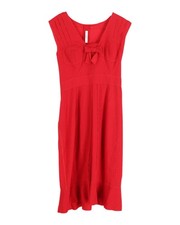 Prada Bow Detail V-Neck Dress In Polyester Women Red Size 40