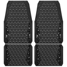 Bling Diamond Car Mats Rubber Floor Mats Full Set Anti-Slip 3D Rhombus SUV Sedan