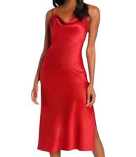NWT Paper Heart ANTHROPOLOGIE Red Satin Slip Dress COCKTAIL PARTY CLUB Cowl M