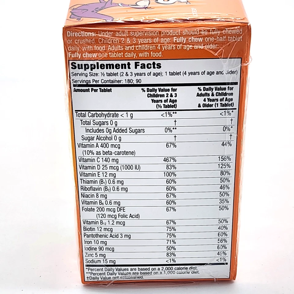 Paquete de 3 comprimidos masticables multivitamínicos para niños Picapiedra + inmunidad 90 EA Foto 3 de 4