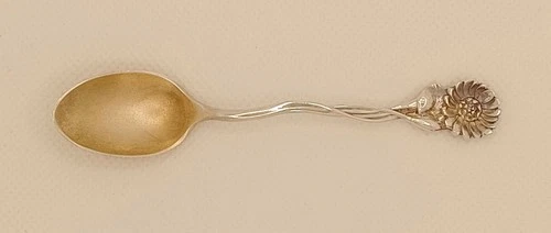 Sterling Silver Aesthetic Era Reed & Barton Waterlily Goldwashed Demitasse Spoon