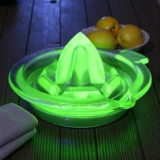 Vintage Uranium Glass Citrus Juicer Lemon Lime Orange Handle and Spout READ