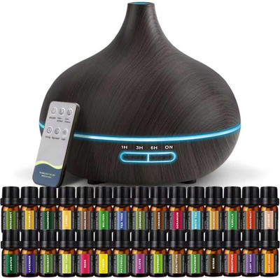 550Ml Oil Diffuser with 30X5Ml Aromatherapy Grade Essential Oils | Remote Contro