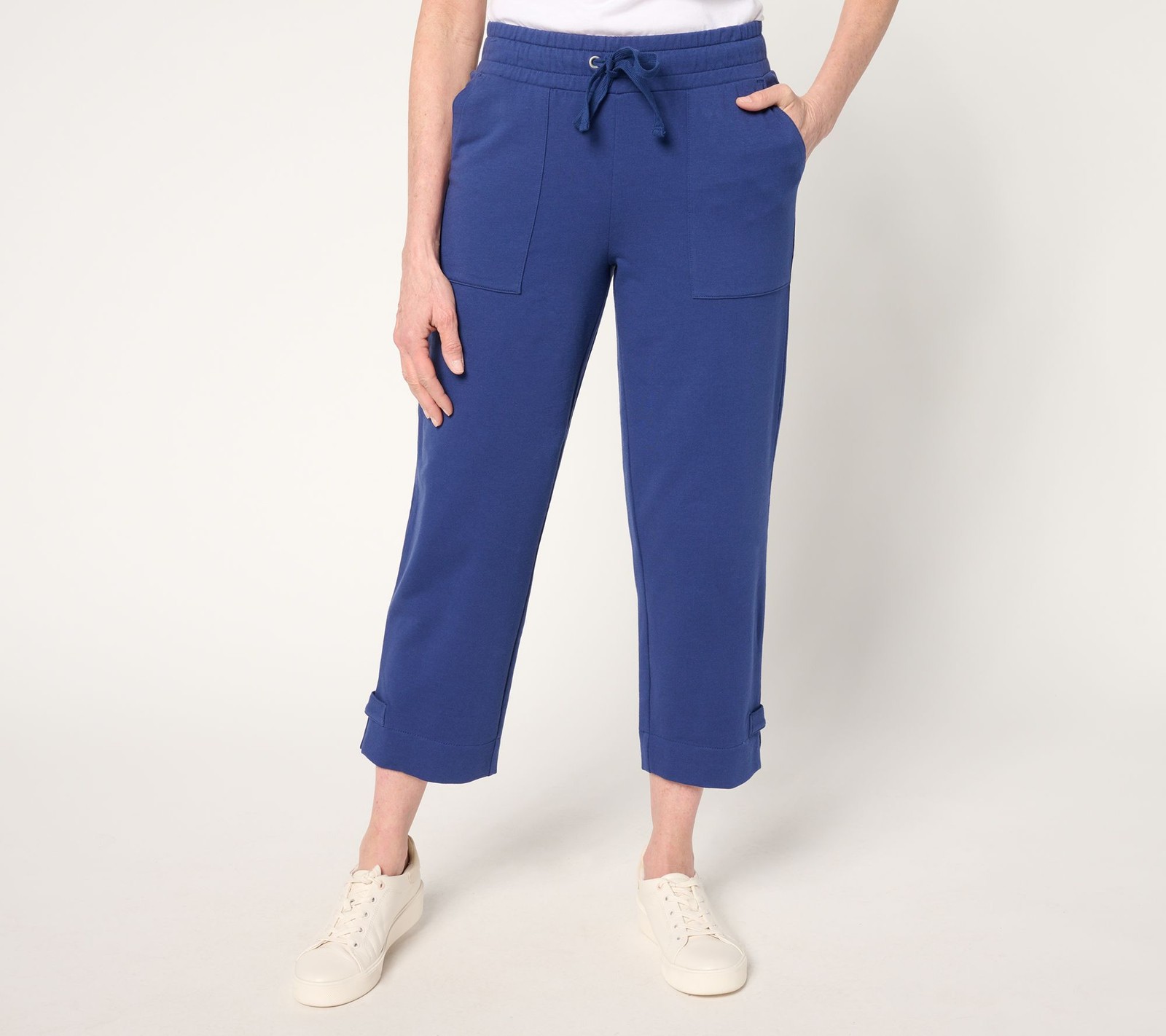 Fashion Women's Pants Sz XL Regular French Terry Capri Pant with Blue A688935