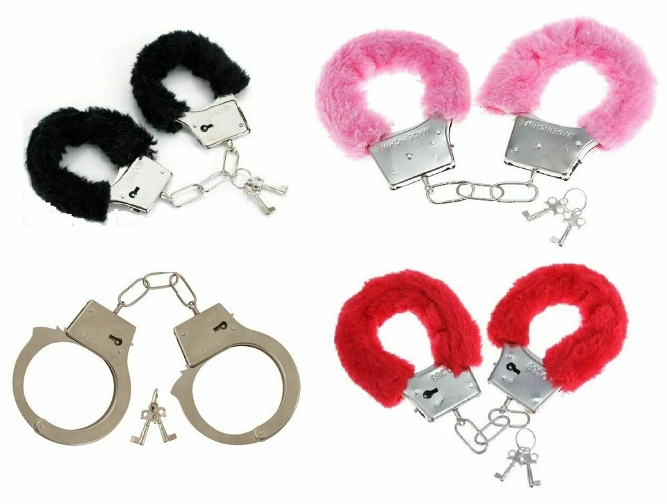 HENBRANDT Fluffy Red Black Pink Handcuffs Fancy Dress Sexy Role Play Night Toy Hen/Stag Do