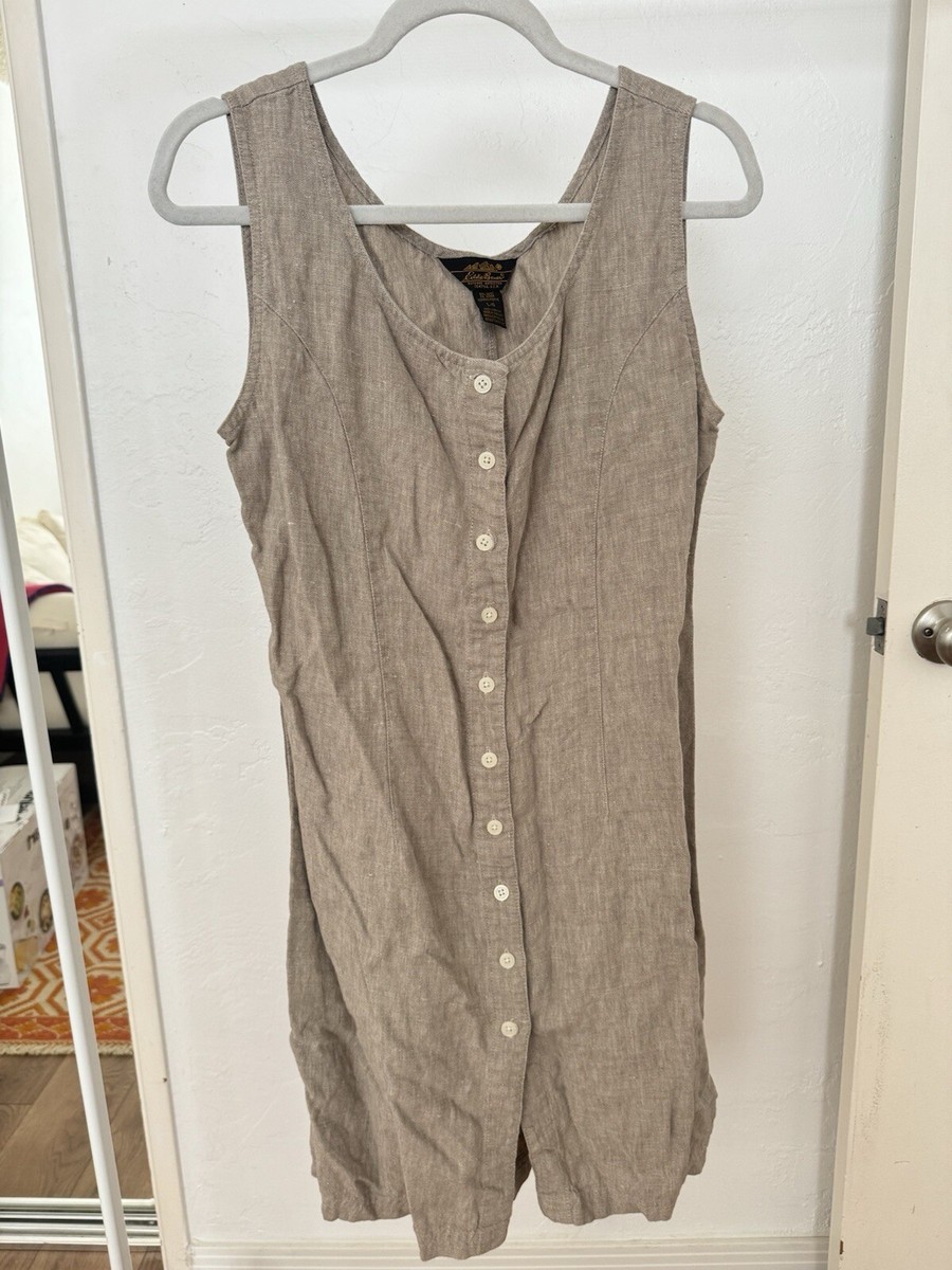 vintage linen eddie bauer button dress large brown vintage linen eddie bauer button dress large brown