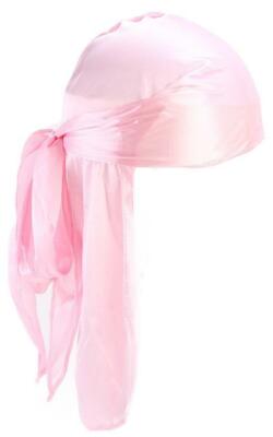 Solid Color Silky Satin Durag Unisex Wave Cap Hat Doo Rag Biker Smooth Head Wrap