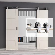 CCJH 4FT-18FT Stainless Steel Sliding Barn Door Hardware Kit Track For Wood Door