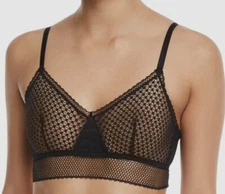 $137 Else Women's Black Bella Soft Cup Triangle Longline Bra Size XS