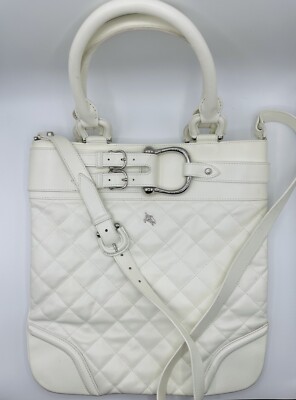 Burberry Women's Sartorial Orchard White Quilted Leather Tote Messenger Bag