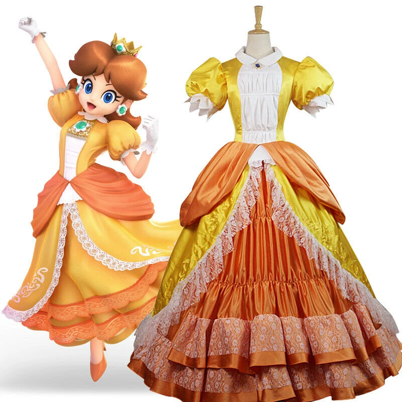 Super Smash Bros. Ultimate Princess Daisy Dress Ball Gown Cosplay Costume/