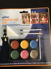 Glitter Makeup Kit, Halloween Cosmetics - Face Paint, Brush, Sponge NEW, 0.41oz 