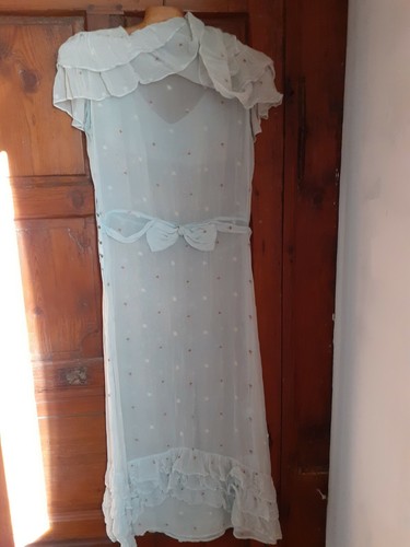 Ancienne robe d'époque, jeune fille , organdi 1920 Théâtre ? poup Raynal? - Photo 7/12