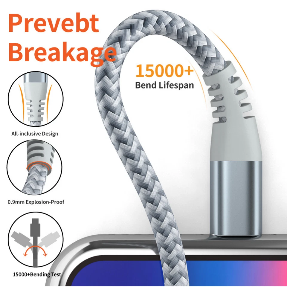 USB-C to iPhone Cable 6ft Heavy Duty Type C PD Charging For iPhone 11 12 Pro Max - Image 3 of 4