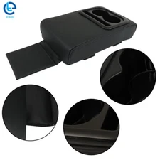 For Most Cars Front Center Console Armrest Pillow Cup& Phone Holder Auto Black