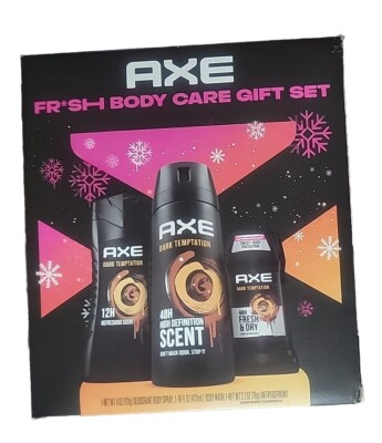   Men Axe Dark Temptation 3Pc Body Care Set》Body Wash, Body Spray, Deodorant  