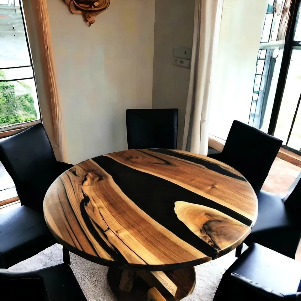 Круглый эпоксидный обеденный стол круглый эпоксидный журнальный столик эпоксидный стол для домашнего декора - Изображение 4 из 4