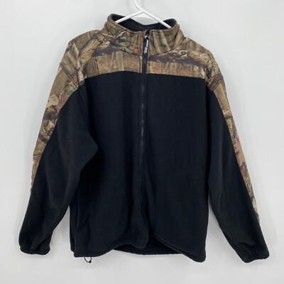 Break Up Infinity Men's Long Sleeve Full Zip Fleece Pullover Black Mossy Oak L