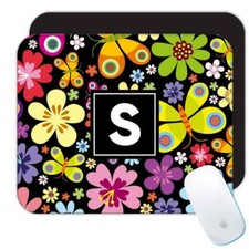 Gift Mousepad : Multicolored Pattern Butterflies Flowers Daisies Female Diy
