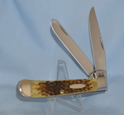 CASE XX BONE LARGE TRAPPER KNIFE 6254 9 DOT 2001 ''NEAR MINT!!