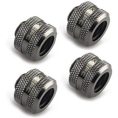 XSPC G1/4'' to 14/10mm PETG Triple Seal Fittings (Black Chrome) 4-Pack
