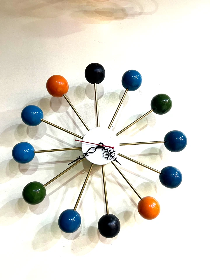 Nuevo Reloj de Pared Bola George Nelson Multicolor Moderno Contemporáneo 18" Foto 3 de 4