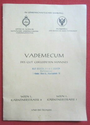 Orig. Werbung Anleitung Vademecum Humanic Schuhe Hutmacher Hut Mode Wien um 1940