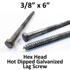 (50) 3/8" x 6" Lag Screws Hex Head Galvanized HDG Heavy Duty Wood Lag Bolts