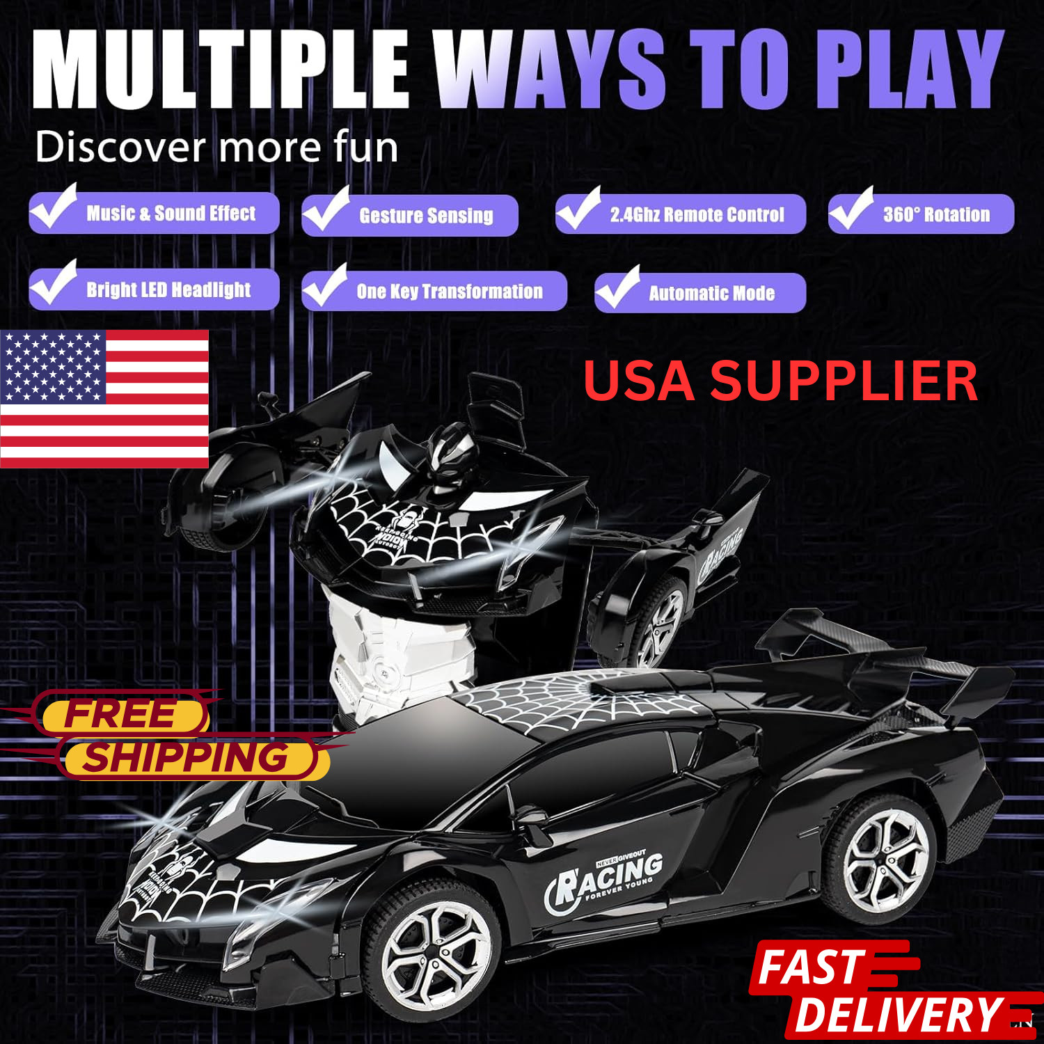 Rc Robot Toy 2.4ghz 360&deg; Drift Led Kids Gift 3+