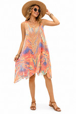 Creations One Size Beach Cover Boho Crochet Overlay Tropical Tunic Dress