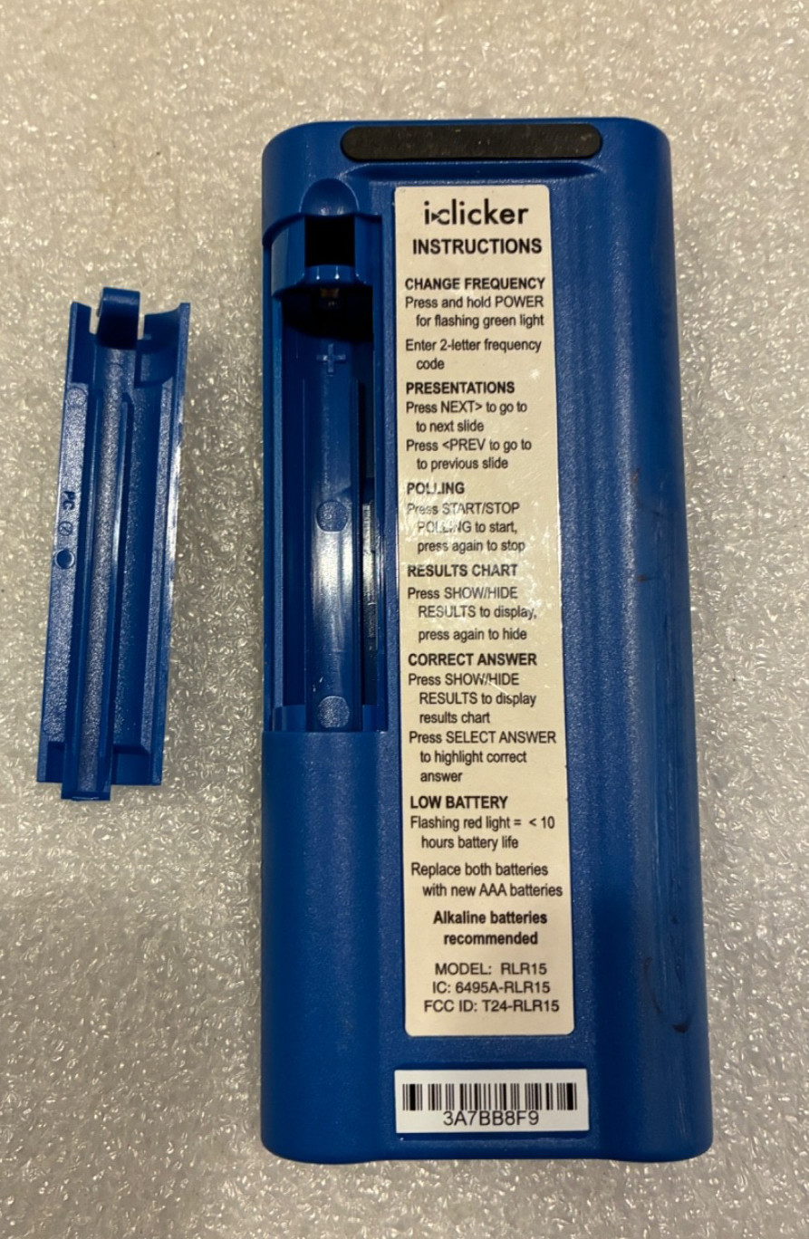 iClicker Plus Student Remote Control Model RLR15 Tested/ NO Batteries