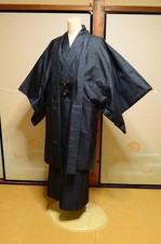 Men's Silk Kimono 132cm  Haori SET Japanese vintage Robe Jacket 1184