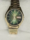 Vintage Seiko  SQ 4004 · 0903-8019 Green Dial Day Date Men Watch RUNNING