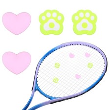 Tennis Racket Dampener, 1 Inch 4 Pcs Silicone Pink Heart/F Yellow Cat Paw