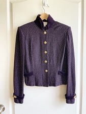 St. John Collection by Marie Gray Knit Jacket Women 6 Purple Gold Baroque Button