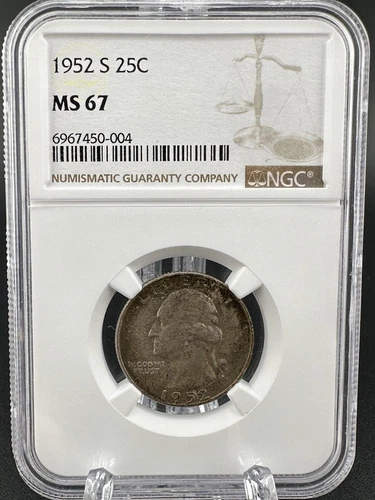 1952-S Washington Quarter NGC MS-67 ** Beautiful Colors, Tough Coin!