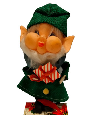Vintage 6'' Christmas ELF PIXIE CHUBBY CHEEKS Ornament Made In JAPAN 