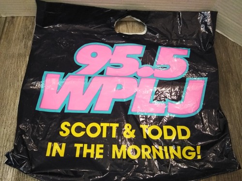 BORSA SHOPPING VINTAGE NEW YORK WPLJ 95,5 FM RADIO SCOTT & TODD AL MATTINO (15X14) - Foto 5 di 5