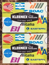 Kleenex Little Travelers Airline Tissue Box Lot 2 Vintage 70s Pan Am TWA Eastern