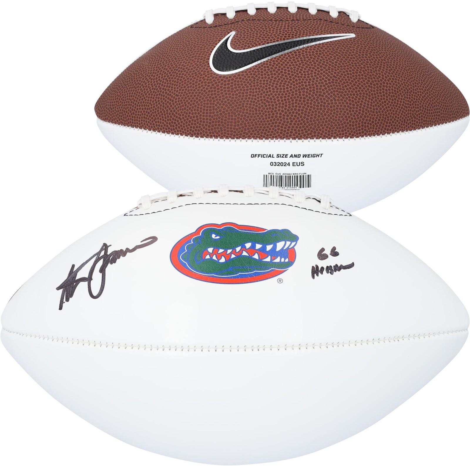 Steve Spurrier Autographed Signed Florida Gators Nike White Panel Football w/66 Heisman Insc 
