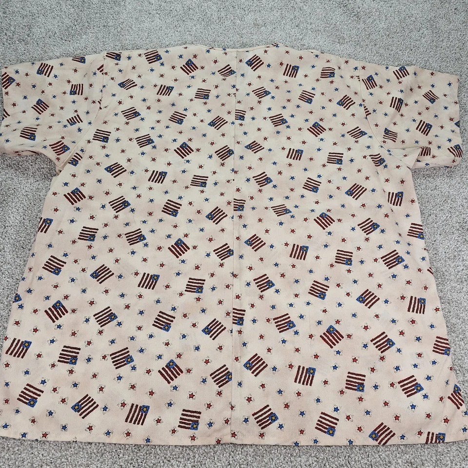Basic Scrub Top American Flag Womens Size XL Blue Red White Print NWOT - Image 3 of 4