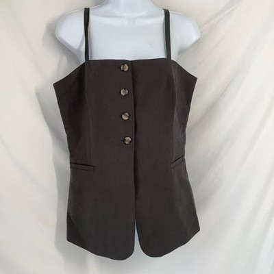 Primark Grey Waistcoat Camisole Top Size M Lyocell Blend Button Front Adjustable