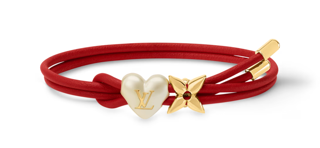 NEW Louis Vuitton Monogram Flower Bloom Pearl Heart Bracelet